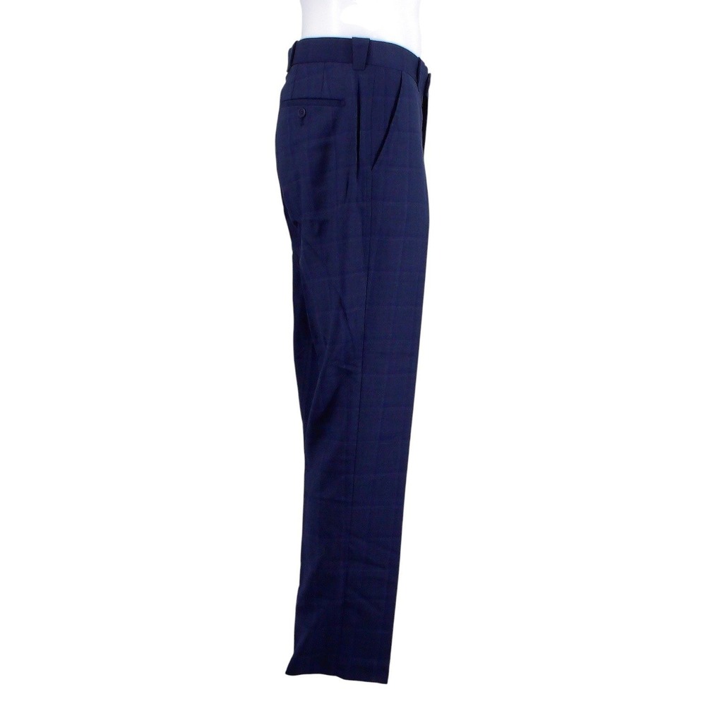 The Mens Store Bloomingdales Dress Pants Classic Fit Tonal-Check Wool Navy 33x32 - Picture 4 of 8